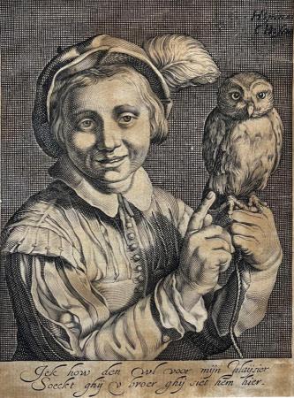 Quadro di  Anonimo Ragazzo con gufo  - stampa carta 